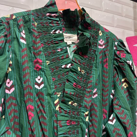 Stripped Floral Print Midi Dress with Ruffle Collar - WC5448 - Umgee USA - Picture 3 of 3